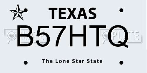 B57HTQ Texas License Plate