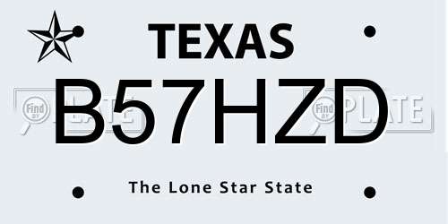 B57HZD Texas License Plate