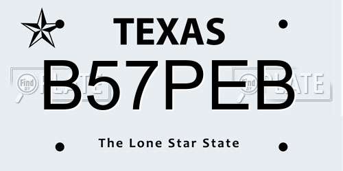 B57PEB Texas License Plate
