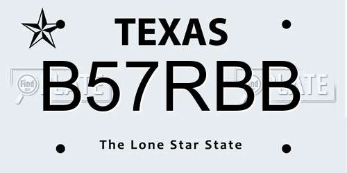 B57RBB Texas License Plate