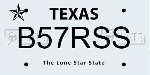 B57RSS Texas License Plate
