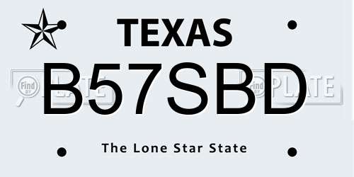 B57SBD Texas License Plate