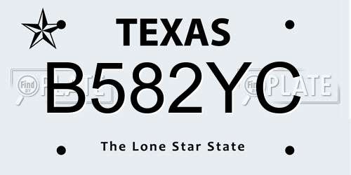 B582YC Texas License Plate