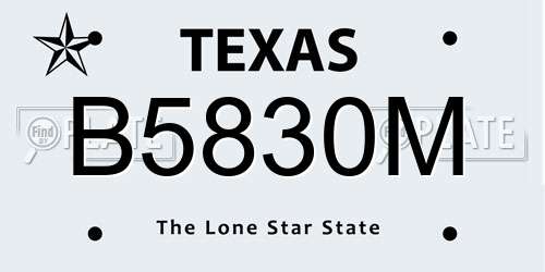 B5830M Texas License Plate