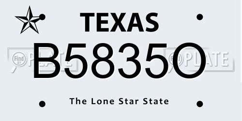 B5835O Texas License Plate