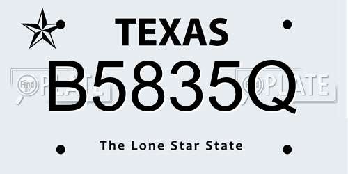 B5835Q Texas License Plate