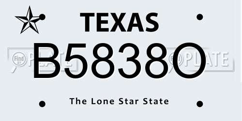 B5838O Texas License Plate