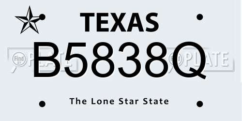B5838Q Texas License Plate