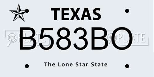 B583BO Texas License Plate