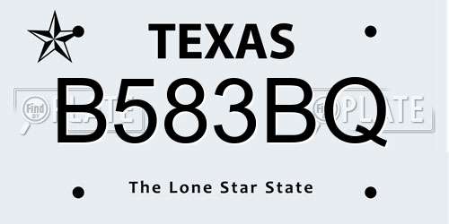 B583BQ Texas License Plate