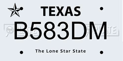 B583DM Texas License Plate