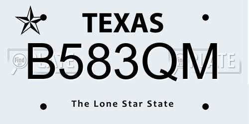 B583QM Texas License Plate
