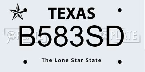 B583SD Texas License Plate