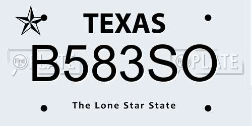 B583SO Texas License Plate
