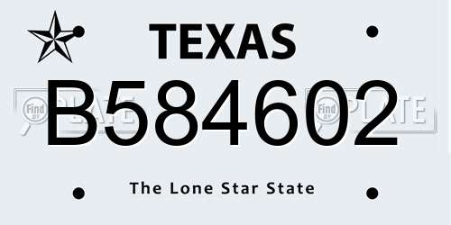 B584602 Texas License Plate