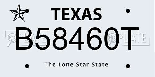 B58460T Texas License Plate