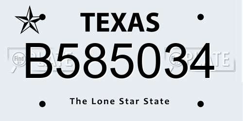 B585034 Texas License Plate