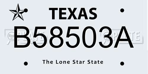 B58503A Texas License Plate