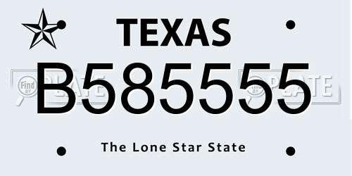 B585555 Texas License Plate