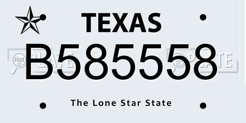 B585558 Texas License Plate
