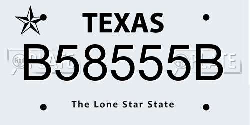 B58555B Texas License Plate