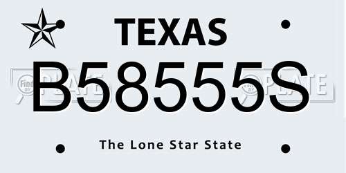 B58555S Texas License Plate