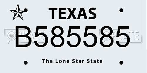 B585585 Texas License Plate