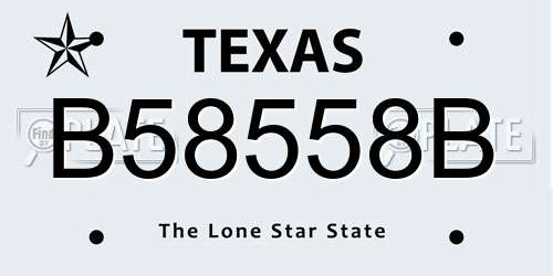 B58558B Texas License Plate