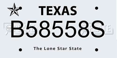 B58558S Texas License Plate