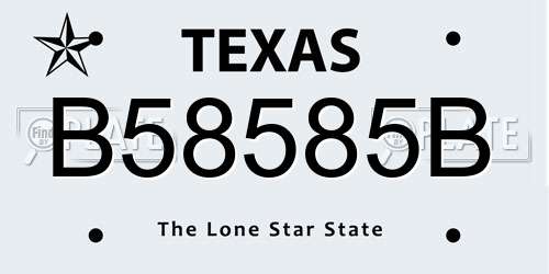 B58585B Texas License Plate