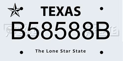 B58588B Texas License Plate