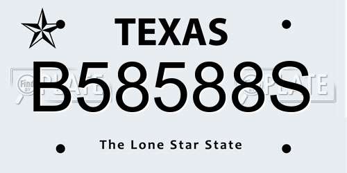 B58588S Texas License Plate