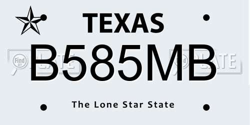 B585MB Texas License Plate