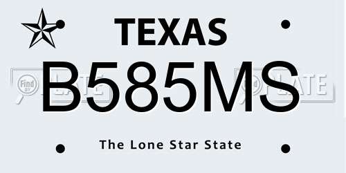 B585MS Texas License Plate