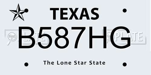 B587HG Texas License Plate