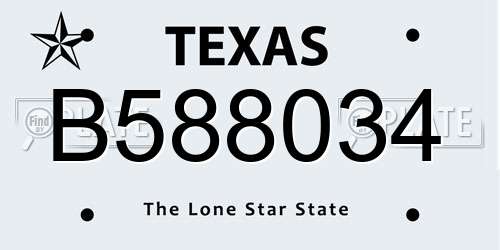 B588034 Texas License Plate