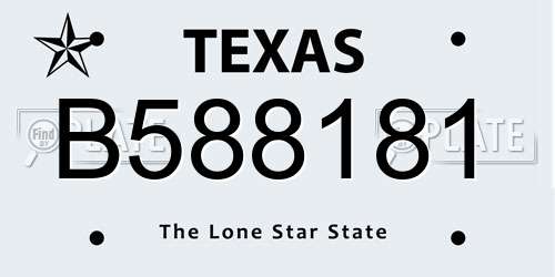 B588181 Texas License Plate