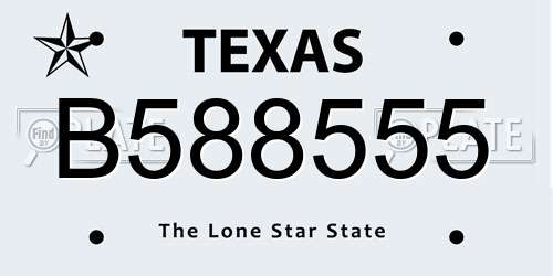 B588555 Texas License Plate