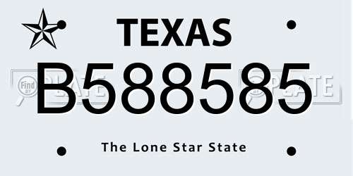 B588585 Texas License Plate