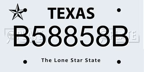 B58858B Texas License Plate