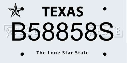 B58858S Texas License Plate