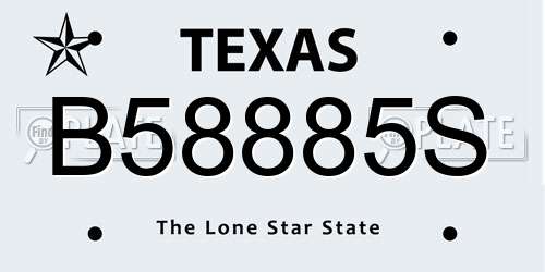 B58885S Texas License Plate