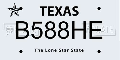 B588HE Texas License Plate