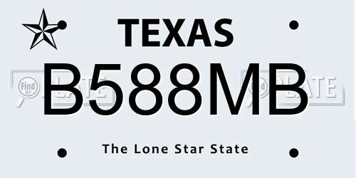 B588MB Texas License Plate