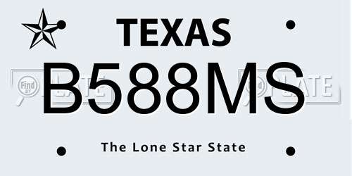 B588MS Texas License Plate