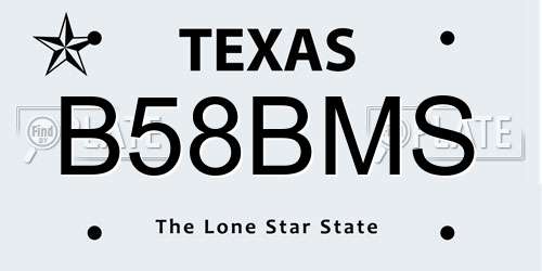 B58BMS Texas License Plate