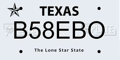 B58EBO Texas License Plate