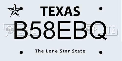B58EBQ Texas License Plate