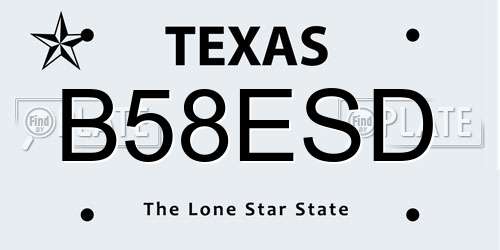 B58ESD Texas License Plate
