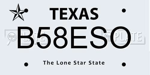 B58ESO Texas License Plate